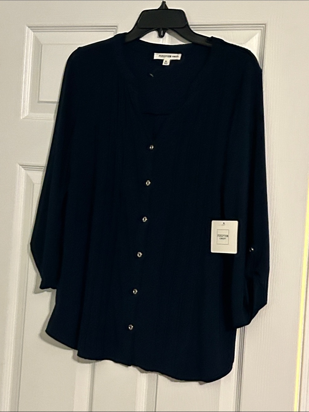 PerSeption Concept Navy Button-Front Shirt